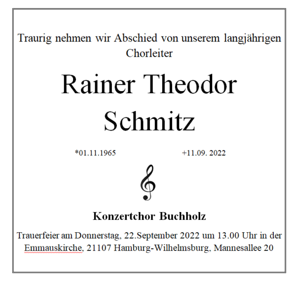 Chorleitung Konzertchor Buchholz